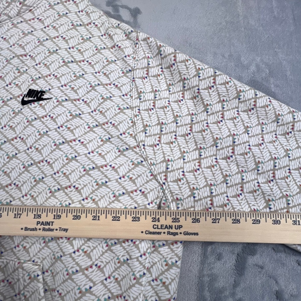 Nike Hoodie Mens XL Tan All Over Print Polka Dot Logo Pullover Sweatshirt - Picture 5 of 11